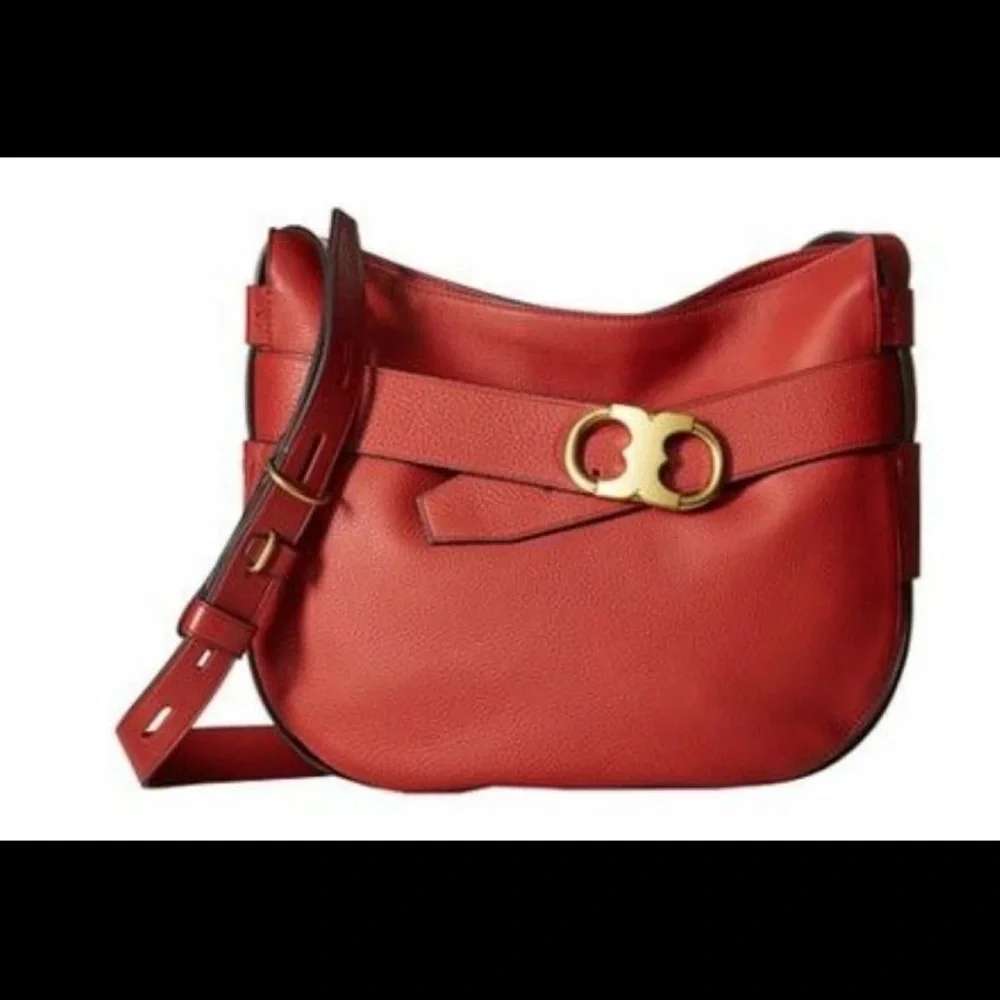 Tory Burch Gemini Link Redwood Leather Shoulder Bag with Gold tone Accent - Picture 13 of 16